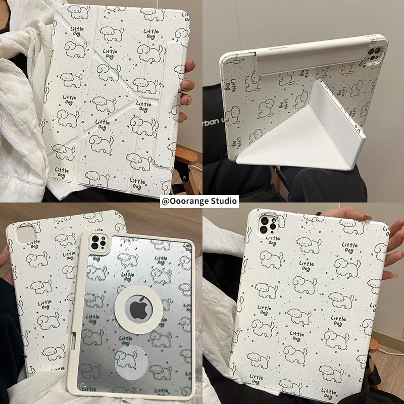 Line Puppy For Magnetic Tablet Case For iPad Pro 11 12.9 13 A16 M2 M4 M3 M5 Shell 8.3 9.7 10.2 5/6/7/8/9/10/11th Air 4 5 6 Cover