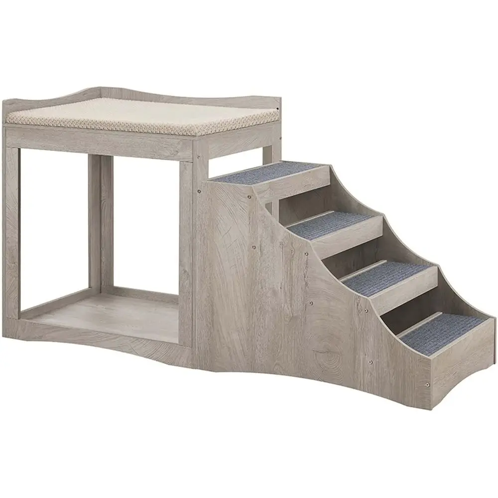 

Multi-Level Pet Bunk Bed with Removable Step, Cushioned Window Perch for Dogs and Cats, Indoor Use