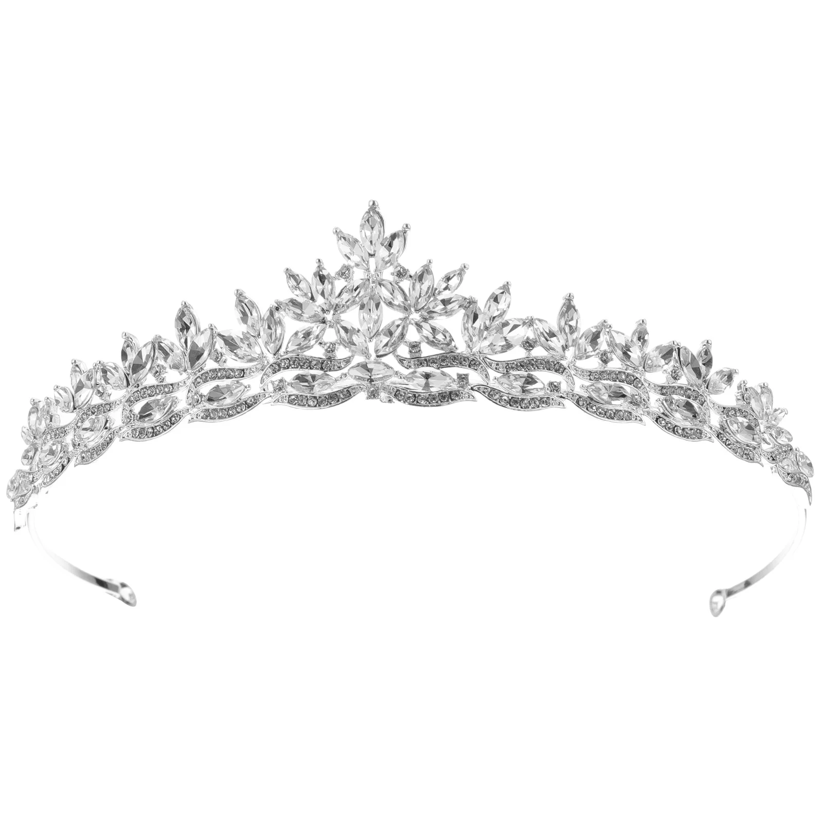 Bando rambut bertatahkan berlian imitasi mahkota pernikahan Headpiece empuk ornamen pengantin Bobby pin ikat kepala perhiasan kristal Tiara