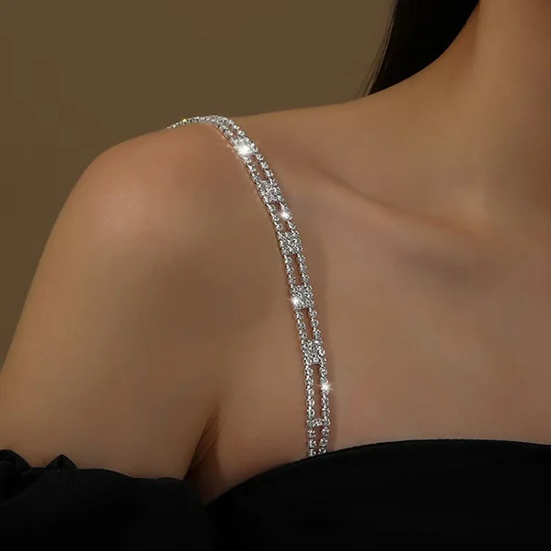 Metal Shoulder Straps Crystal Underwear Straps Bra Straps Non-Slip Sexy Invisible Cool Women Bra Strap For Decor