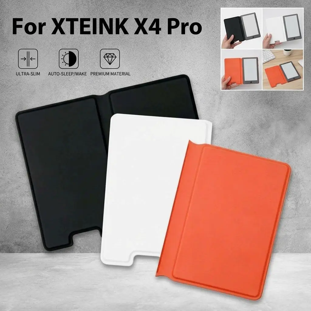 For XTEINK X4 Pro PU Leather Protective Cover Detachable Magnetic Split Waterproof Shell Scratch Resistant E-Reader Case