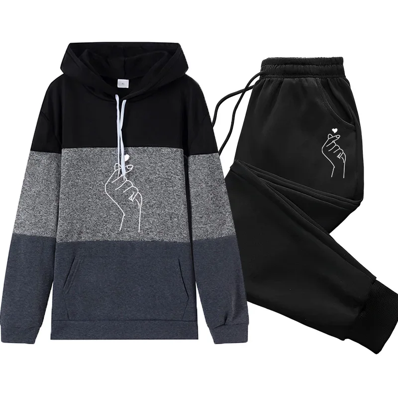 

Quality Women's Tracksuit Casual Autumn Winter Color Block Women Jogging Daily Single Piece Sweatshirt Sweatpant Pullover Hooded