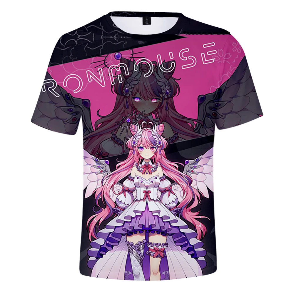 Hololive VTuber Ironmouse Tshirt Crewneck Short Sleeve Women Men T-shirt Harajuku Streetwear Casual Style 3D Clothes