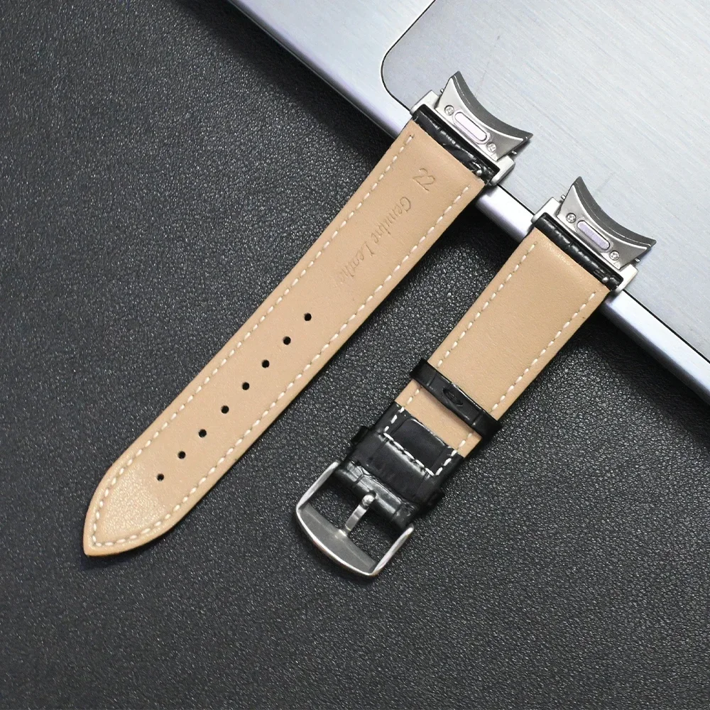 Pulseira de Couro para Samsung Galaxy Watch, Ajuste Rápido, Correia Sem Lacunas, Band, 6, 4, 5 Pro, Clássico, 47, 43mm, 6, 4, 40mm, 44mm, 45 milímetros