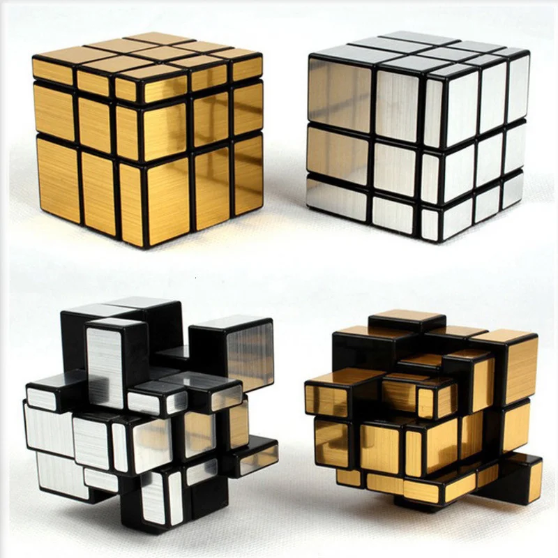 Magic Mirror Polished Cube 3x3 Gold Silver 333 Speed Hungarian 3 D Three Per Three Golden 8 Yr to 10 Years Old Boy Toy Gray Tone