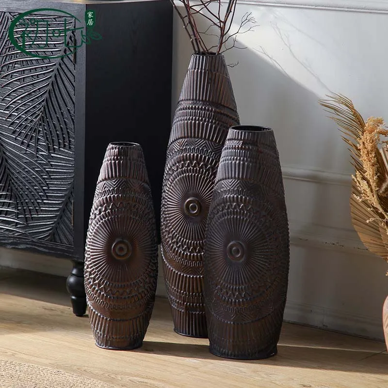 Moroccan style wrought iron carved retro vase decoration, personalized creative threaded flower pot, bed and breakfast door flow
