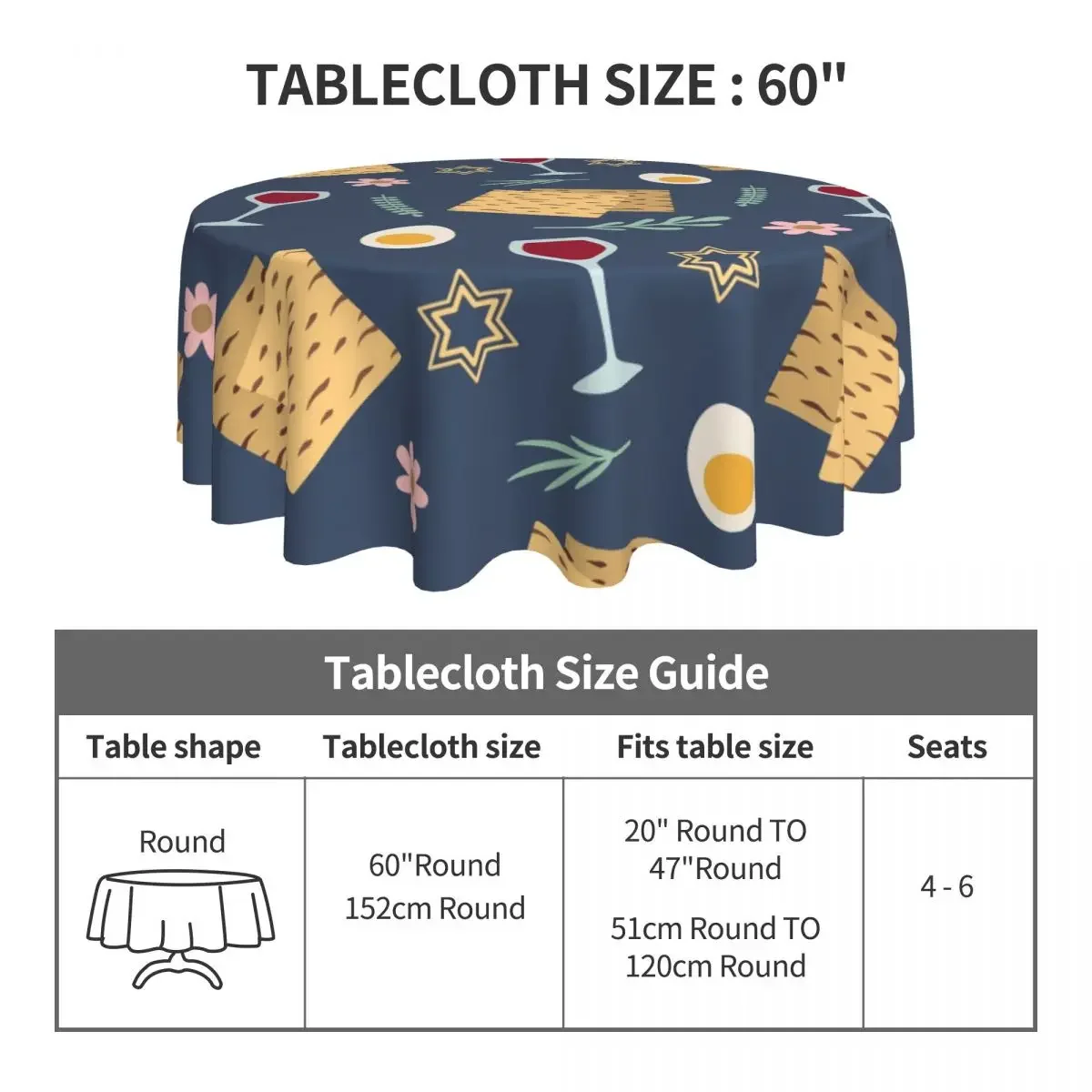 Tablecloth Jewish Passover Round Table Cloth Religion Wine Table Cover Tablecloths Home Picnic Events Party Table Decoration