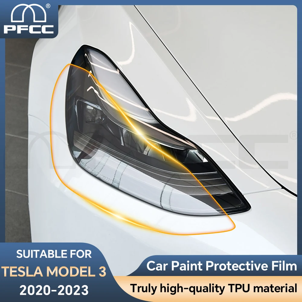 

Защитная пленка для фар Tesla Model 3 2020-2023, ТПУ, PPF, предварительно вырезанные аксессуары, прозрачная ремонтная пленка против царапин