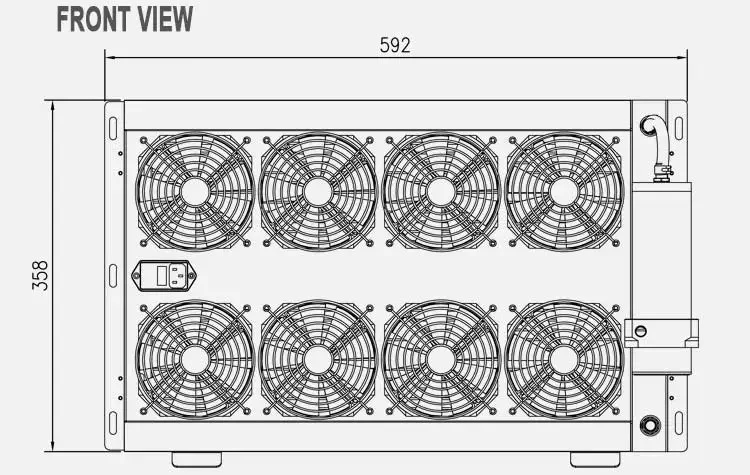

Integrated 360mm radiator, 8 fans, external PC water cooling station