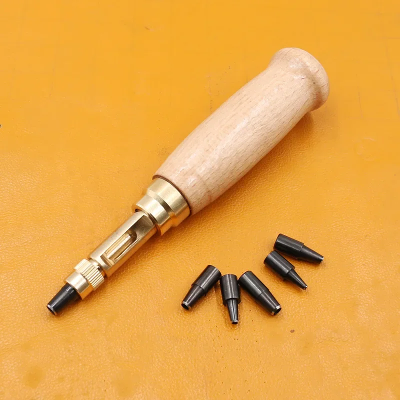 Hole Punch Screw Removable Book Drill Auto With 6 Size Tip 1.5-4mm Automatic Belts Screw Punch Leather Tools