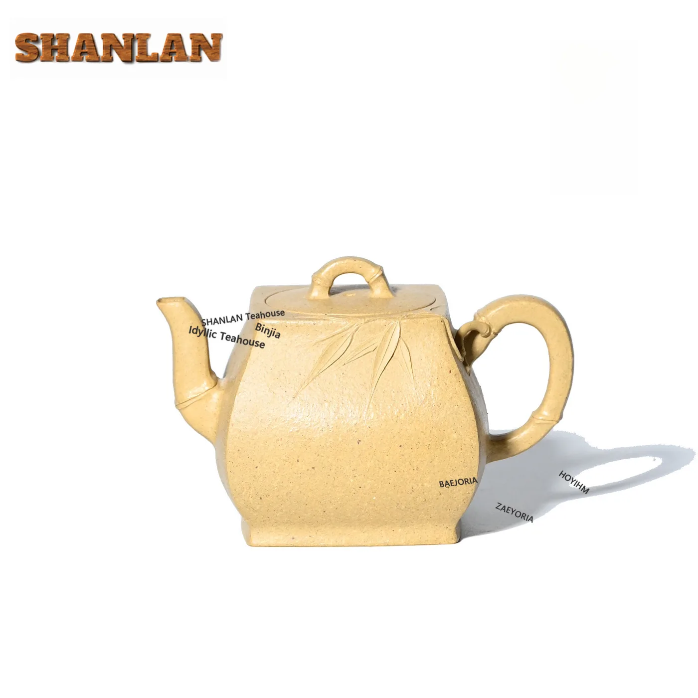 HOYIHM 160ml Boutique Yixing Purple Clay Teapots Handmade Bamboo Leaf Square Pot Raw Ore Section Mud Kettle Zisha Tea Decoration