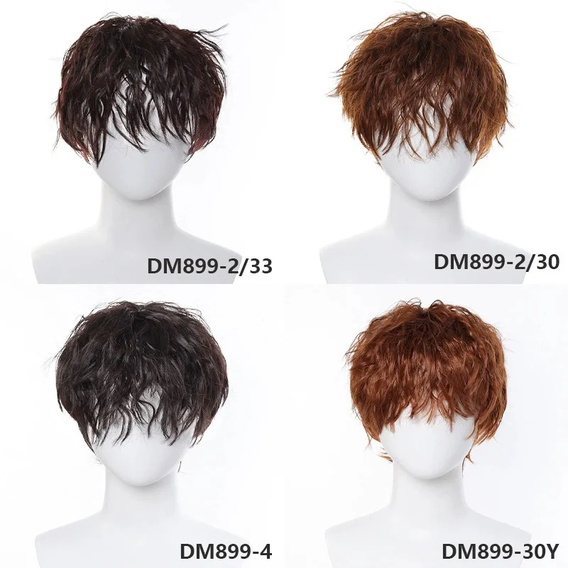 Men's Synthetic Fiber Wig Tin Foil Perm Breathable Fashion Headgear for Comics And Pyrotechnic Performances