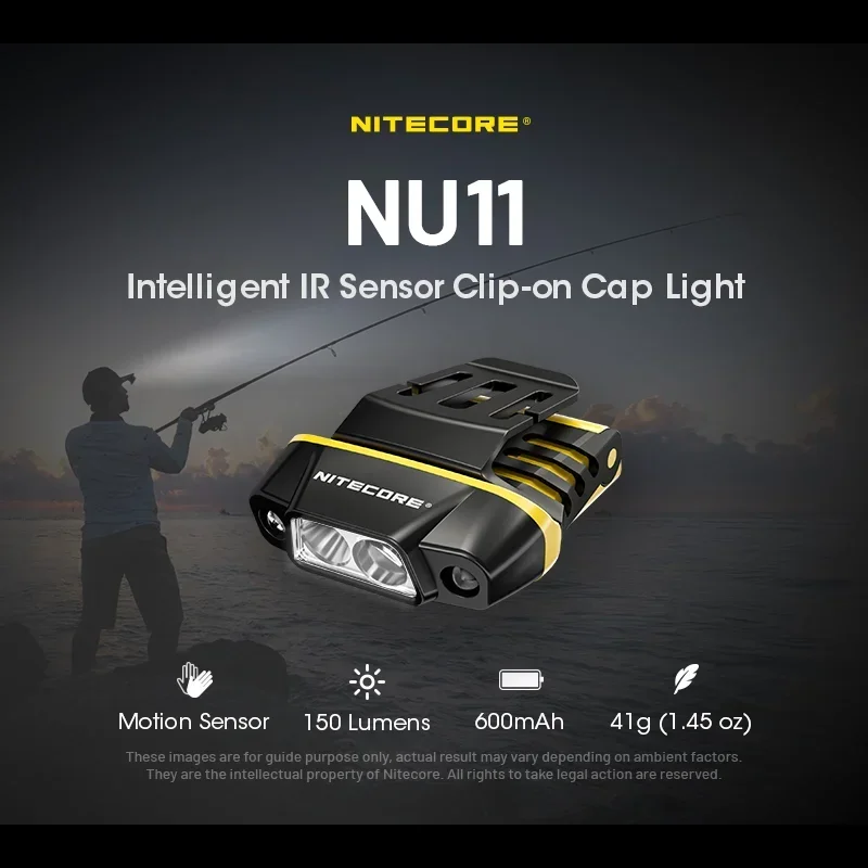 NITECORE-Lampe de sauna NU11 avec capteur de mouvement, lumière de course aste, lumière légère, batterie intégrée de 150 mAh, 600 lumens