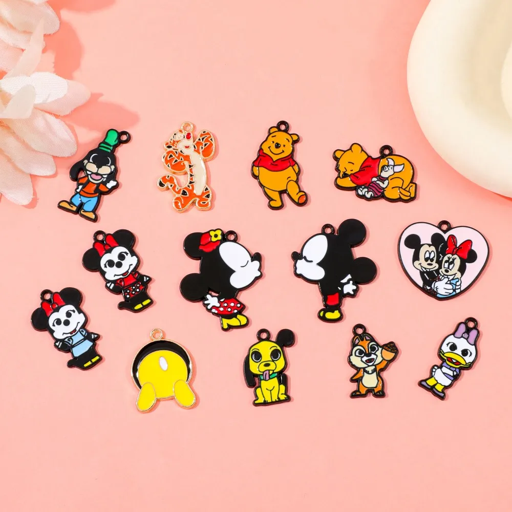 

10 шт. металлических эмалевых подвесок с милыми персонажами мультфильмов Disney, используемых для изготовления серег, брелоков, аксессуаров, подарков