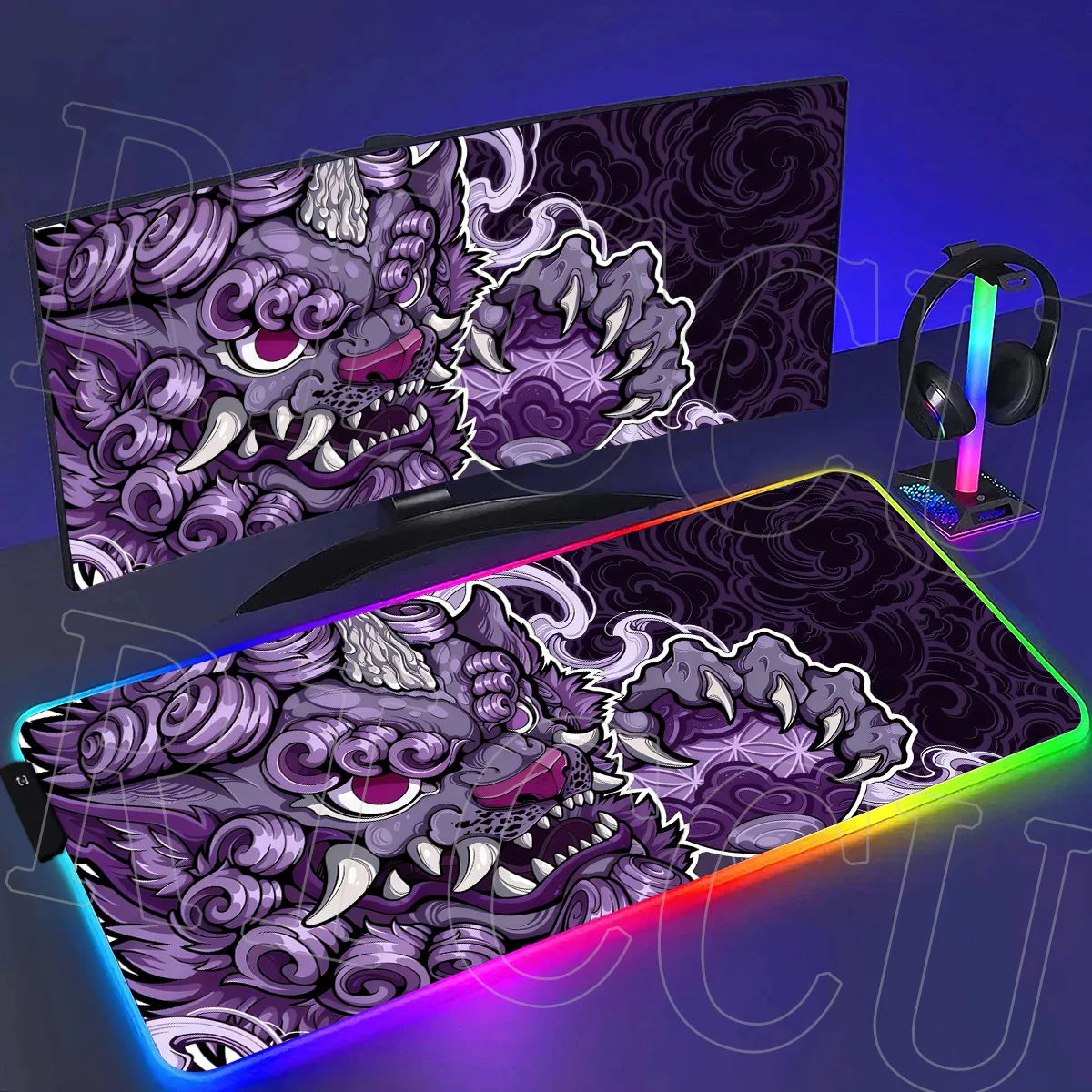 لوحة ماوس ألعاب RGB XXL كبيرة على شكل أسد ألعاب LED لوحة ماوس ألعاب الكمبيوتر سجادة مكتبية من المطاط الطبيعي لوحة مفاتيح مضادة للحشف #3