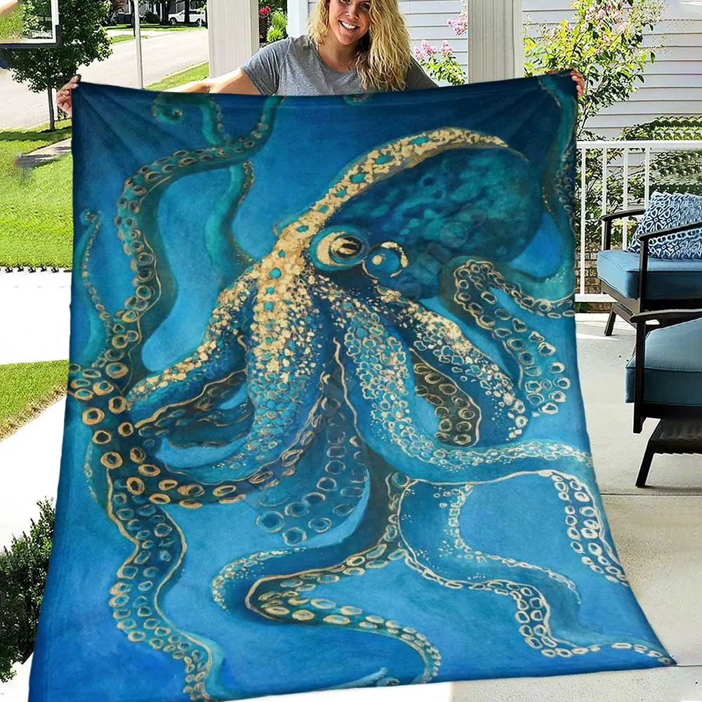 

Sea Octopus Collection Customize your name Flannel Blanket 3D Printed Blanket Kids Adult Soft Bed Cover Sheet Plush Blanket