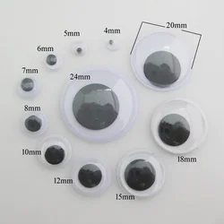 NBNLGO Multisizes 4mm-24mm Round Adhesive Dolls Wiggly Eyeballs 100Pcs/Lot DIY Arts Drawing Eyes Decoration