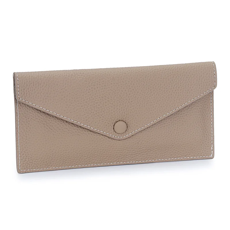 Portefeuilles fins en cuir véritable pour femmes, portefeuille long, pochette, première couche de cuir de vachette, porte-monnaie enveloppe, porte-cartes, nouveau, 2024