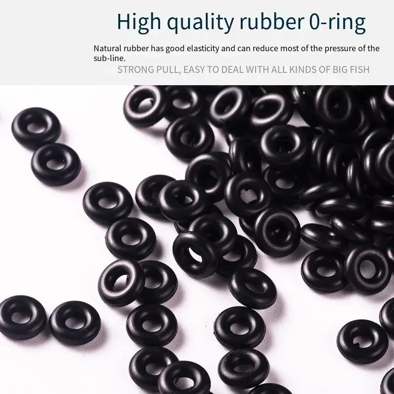 100 Stück Gummiringe O-Ring Angelwerkzeuge Runder Rig-Ring Verbinden Sie die Vorfachlinie und den offenen Oktopus-Ring für Wurmangeln Karpfen – Detail 4