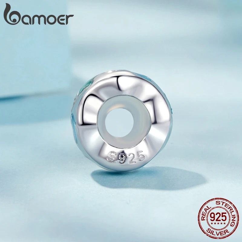 Bamoer 925 Sterling Silver Original Ocean World Charm Blue Sea Beads Shell Starfish Cute For Women Wedding Fine Jewelry DIY Gift
