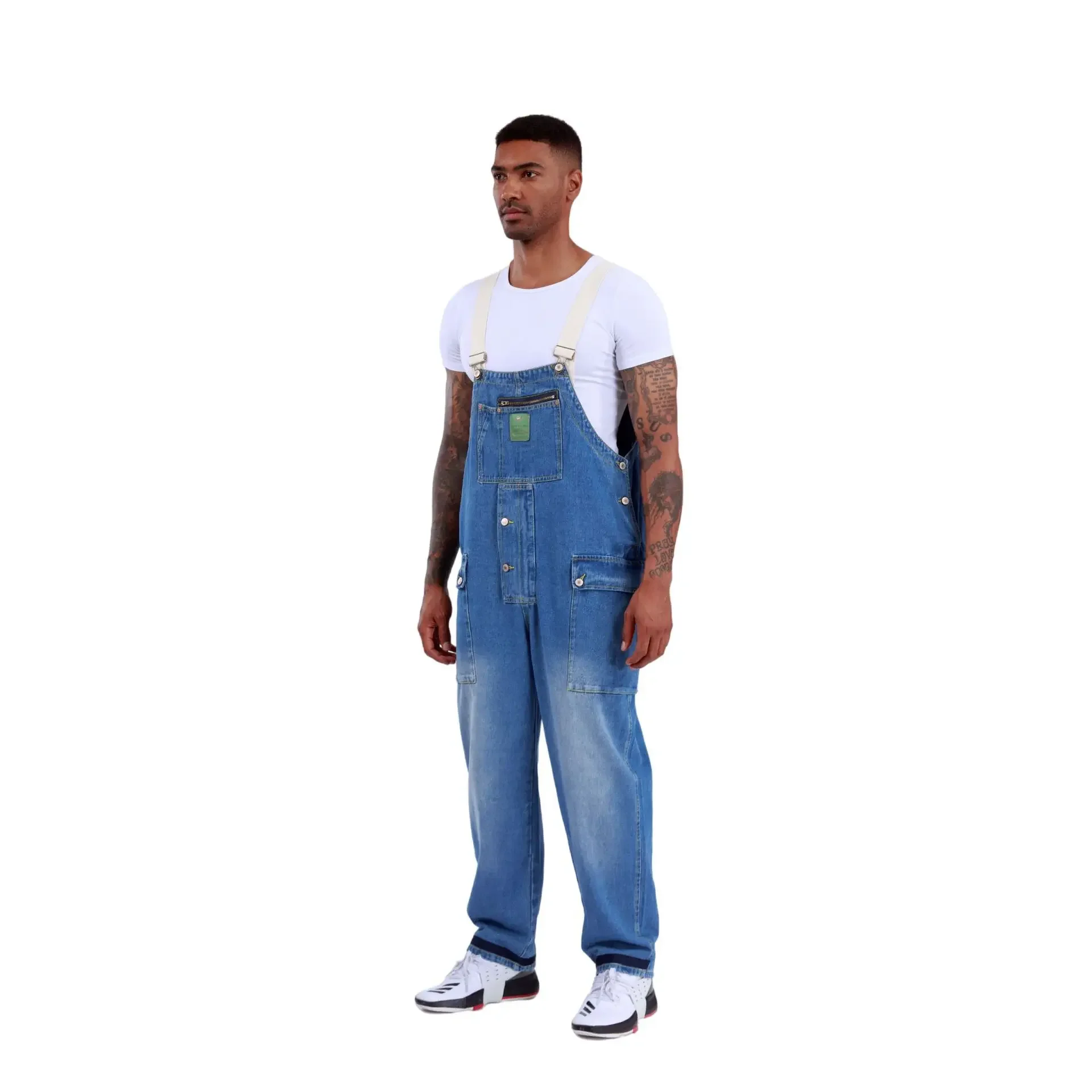 Uomo Nuova Salopette Jeans Tute alla caviglia Pantaloni cargo Tasche One Piece Vita alta Streetwear Denim impiombato lavato solido