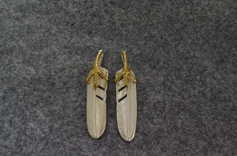 925 Sterling Silver Creative Necklace Dotted Gold Eagle Claw Feather Pendant for Men Retro Pendant Simple Jewelry for Women