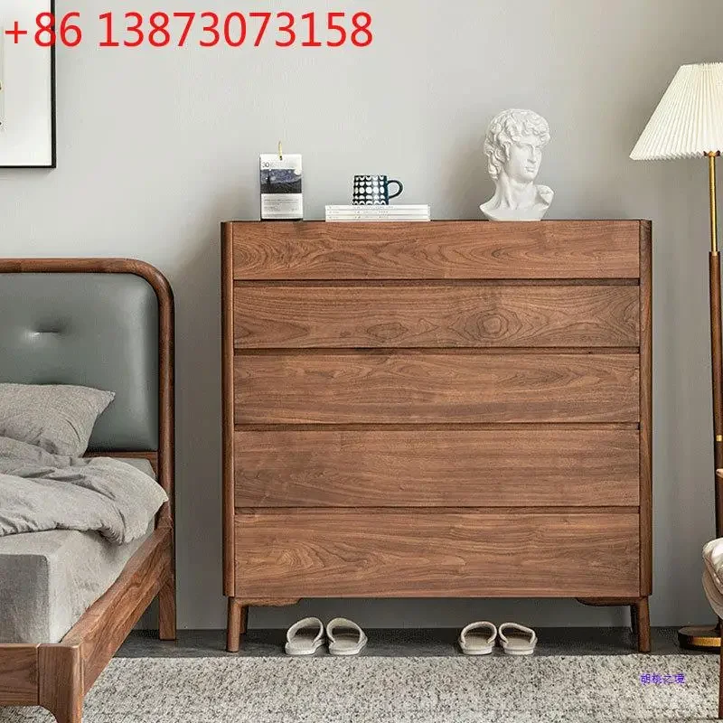 

North American black walnut chest of drawers Nordic simple modern all-solid wood bedroom locker storage cabinet