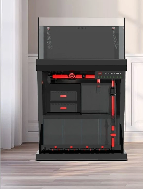 

Боковой переливной резервуар для аквариумных растений Lanshou, аквариум с донным фильтром, ультрапрозрачное стекло, экологический ландшафтный дизайн, входной экран