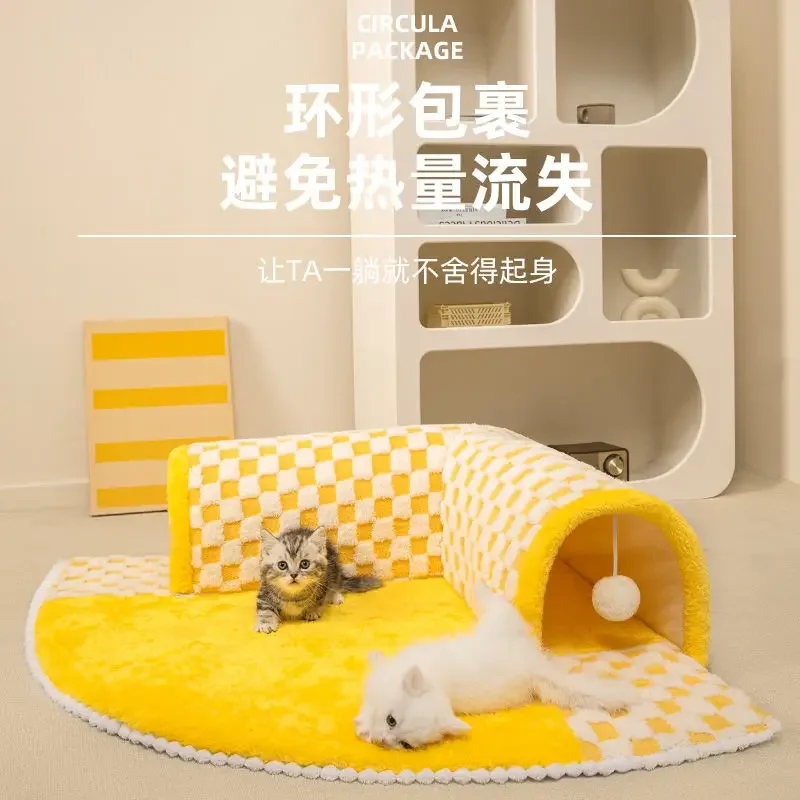 Imagem -03 - Removível e Lavável Cat Shelf House Warm Cat Nest Cat Tunnel Safe Home Supplies Inverno Novo