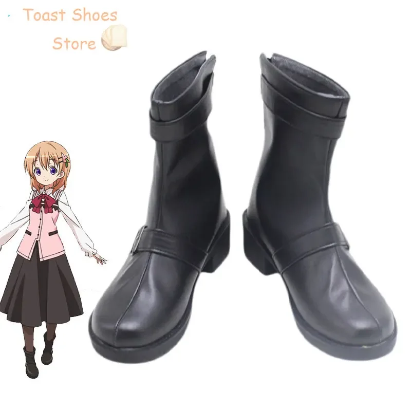 Anime Is the order a rabbit Hoto Kokoa Cosplay Shoes PU Leather Shoes Cosplay Prop Halloween Boot Costume Prop