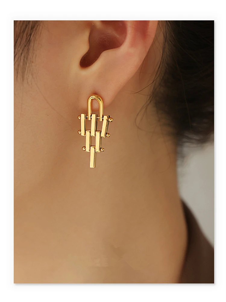 kshmir 2023 Geometric metal splicing earrings exaggerated trapezoidal pendant women\'s earrings accessories gift