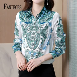 FANIECES Baroque Print Vintage Women Shirts Luxury Long Sleeve Lapel Female Blouses Chic Streetwear قمصان وبلوزات Blusas рубашка