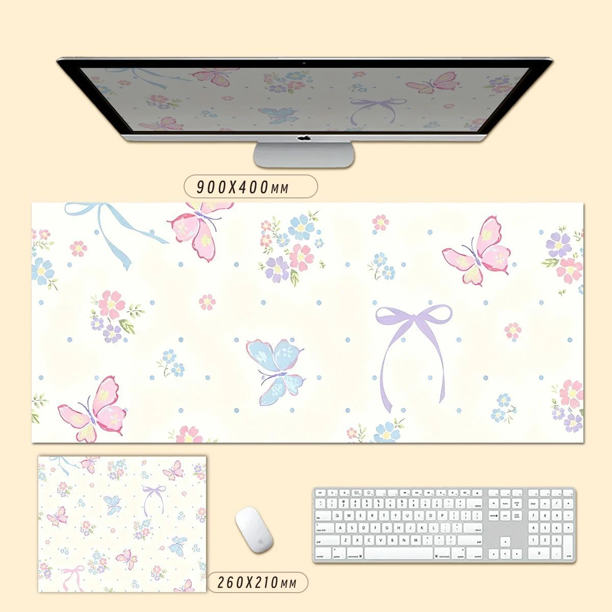 Colorful Floral ButterflyPU Leather Desk Pad Mouse Protector Large Small Mouse Mat Office Game Pc Laptop Keyboard Smooth Carpet