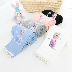 Disney Girls Pants Quality Cotton for Children Frozen Anna Elsa Autumn Baby Girl Pink Blue Trouser Kids Leggings Cartoon 2-8Y