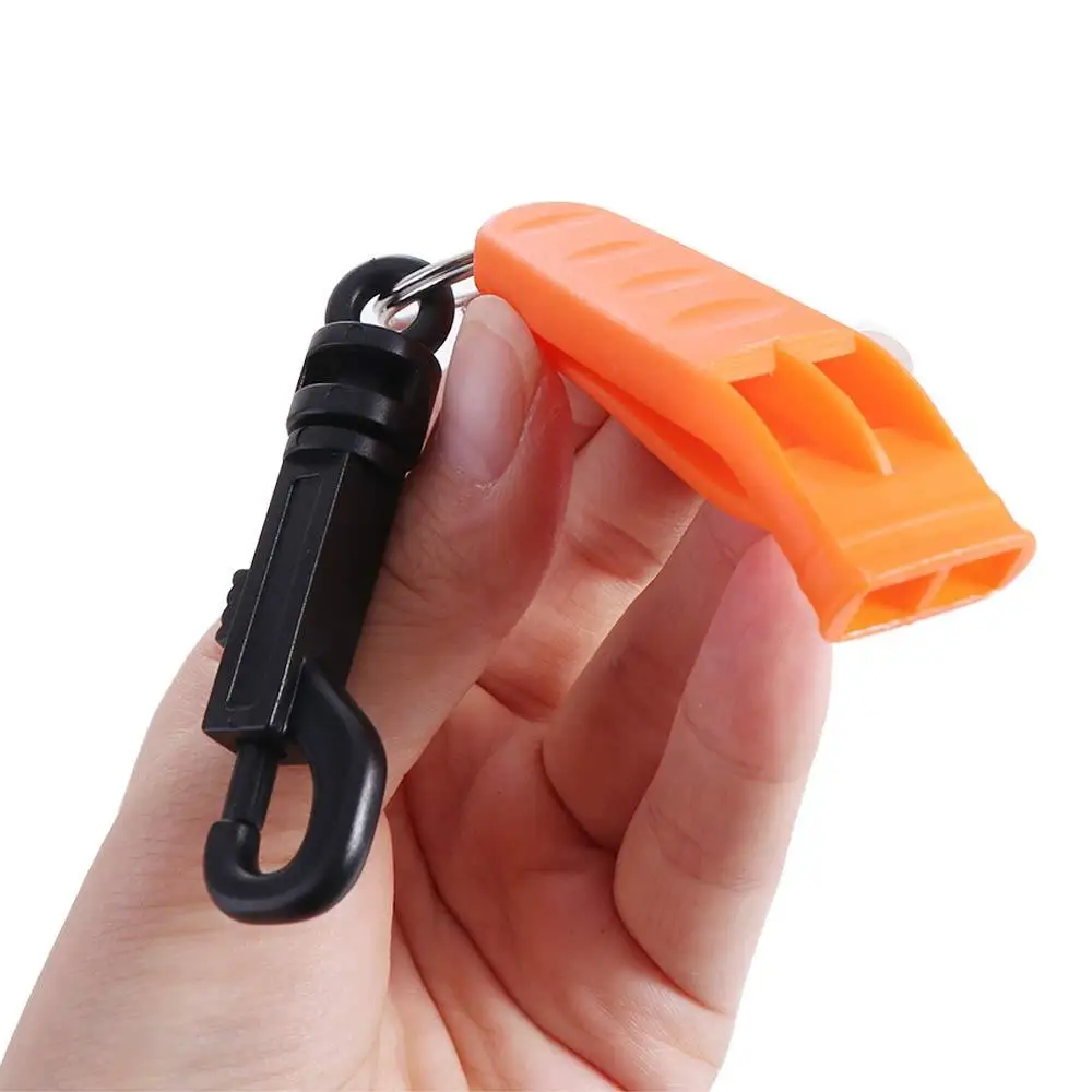 

PP Plastic Outdoor Survival Whistle Loud Double Pipe Survival Rescue Whistle Orange Dual Band Outdoor Emergency Whistle