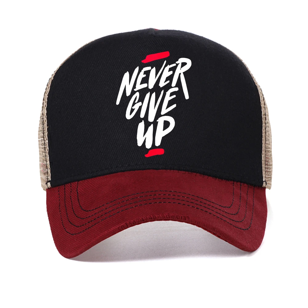 NEVER GIVE UP Men baseball cap summer outdoor Casual sports caps cool fashion women Breathable mesh Snapback hat