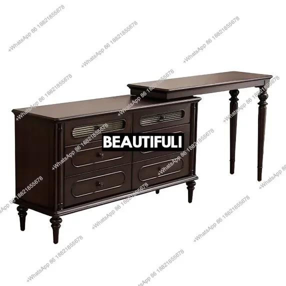 

French medieval all-solid wood dressing table integrated storage locker