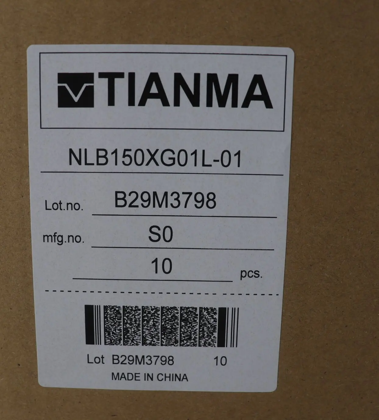 15.0 polegadas Brand New NLB150XG01L-01 Tela LCD de alta qualidade Fornecimento Zhiyan