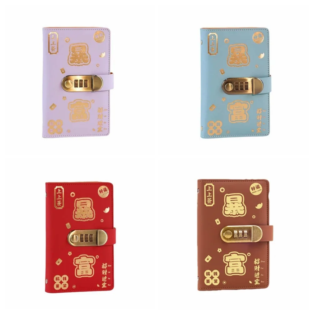 With Password Lock Saving Money Binder Wallet Storage Handbook Planner Organizer A6 PU Leather Budget Binder with Lock