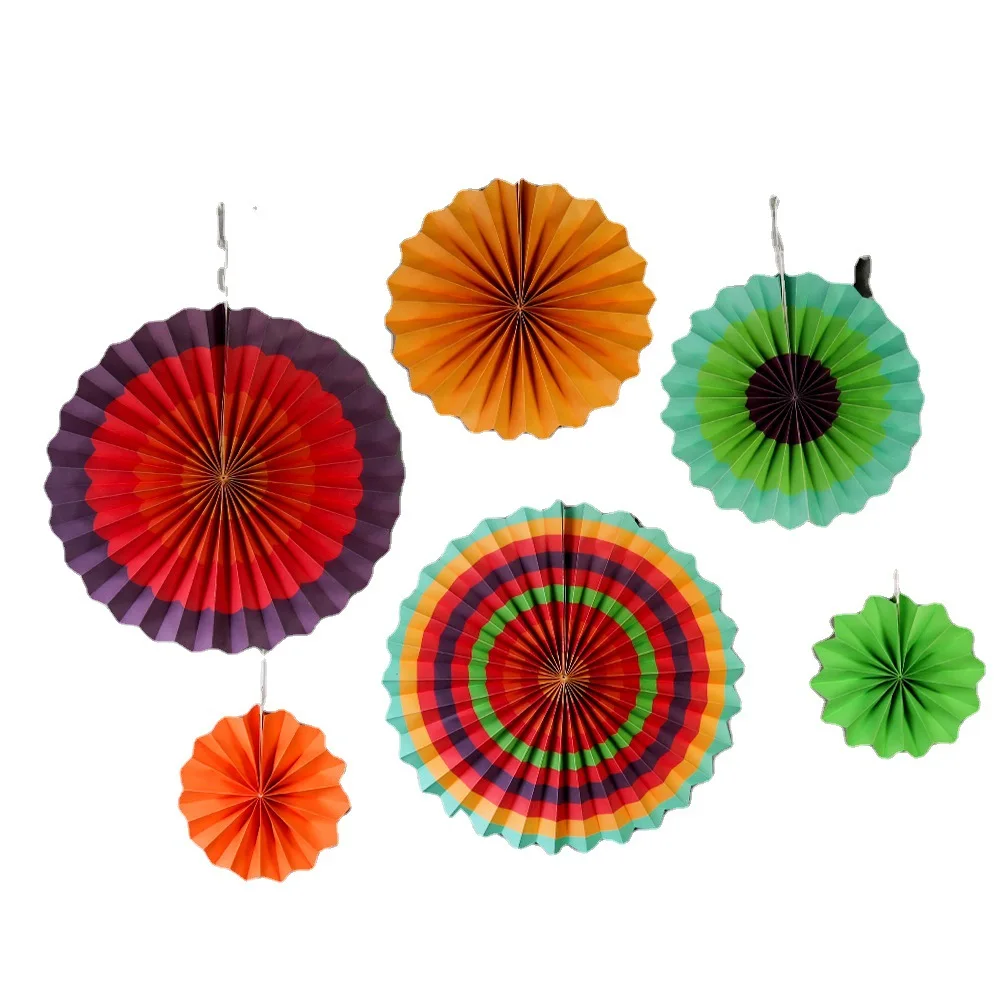 LMM single-layer round handmade paper flower fan set, wedding party birthday decoration paper fan flower