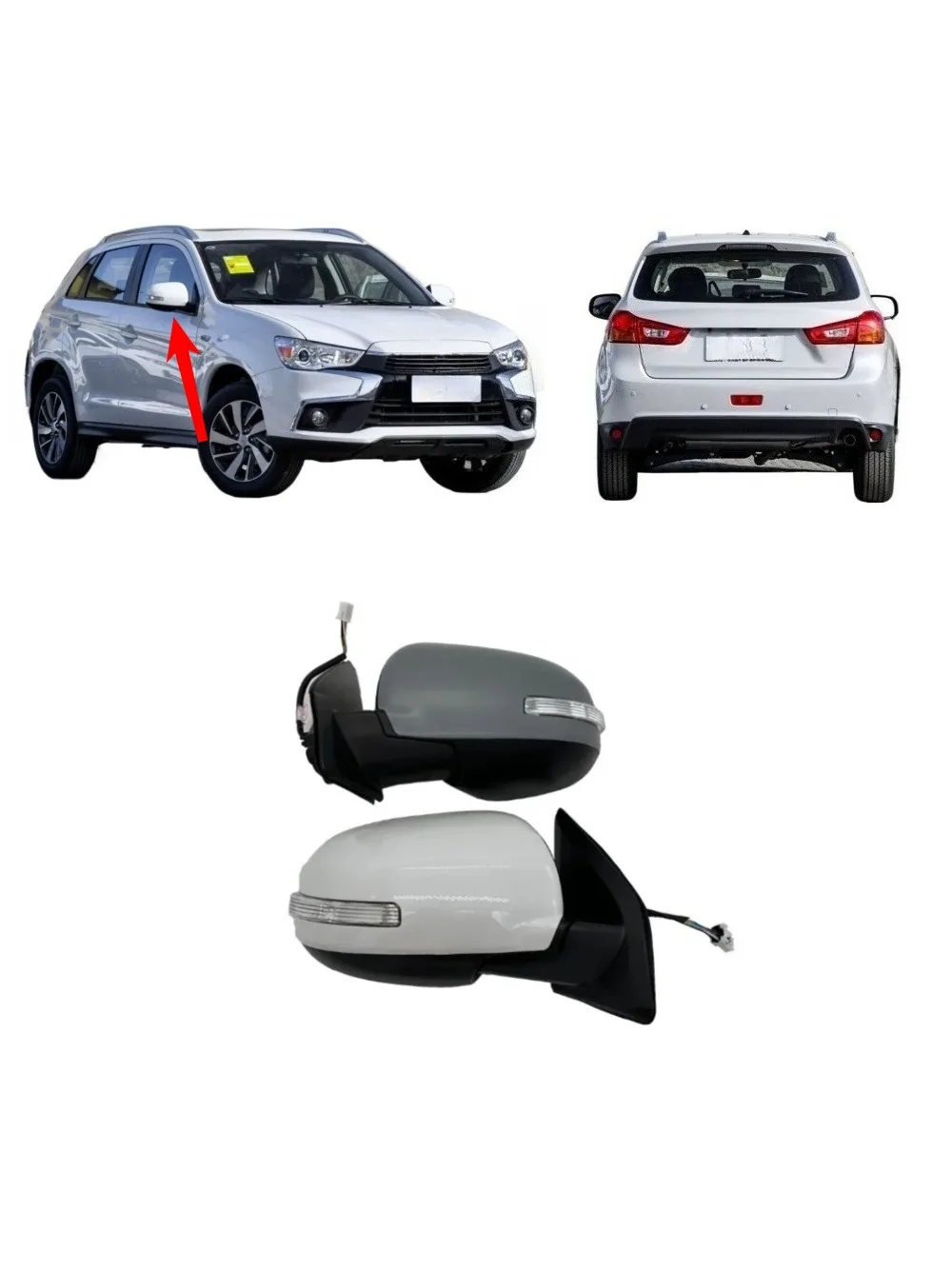 1 szt. GDDT LHD Bez lakierowania lub białe lusterko boczne z LED do ASX GA 7632B433 2010-2020 z funkcją podgrzewania i automatycznego składania lusterka do ASX — zdjęcie 2