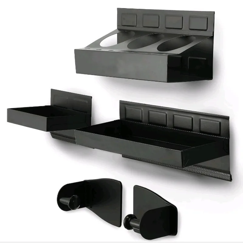 

4-piece magnetic toolbox tray set, storage box, 2 trays, can holder, tissue holder black, high quality construction