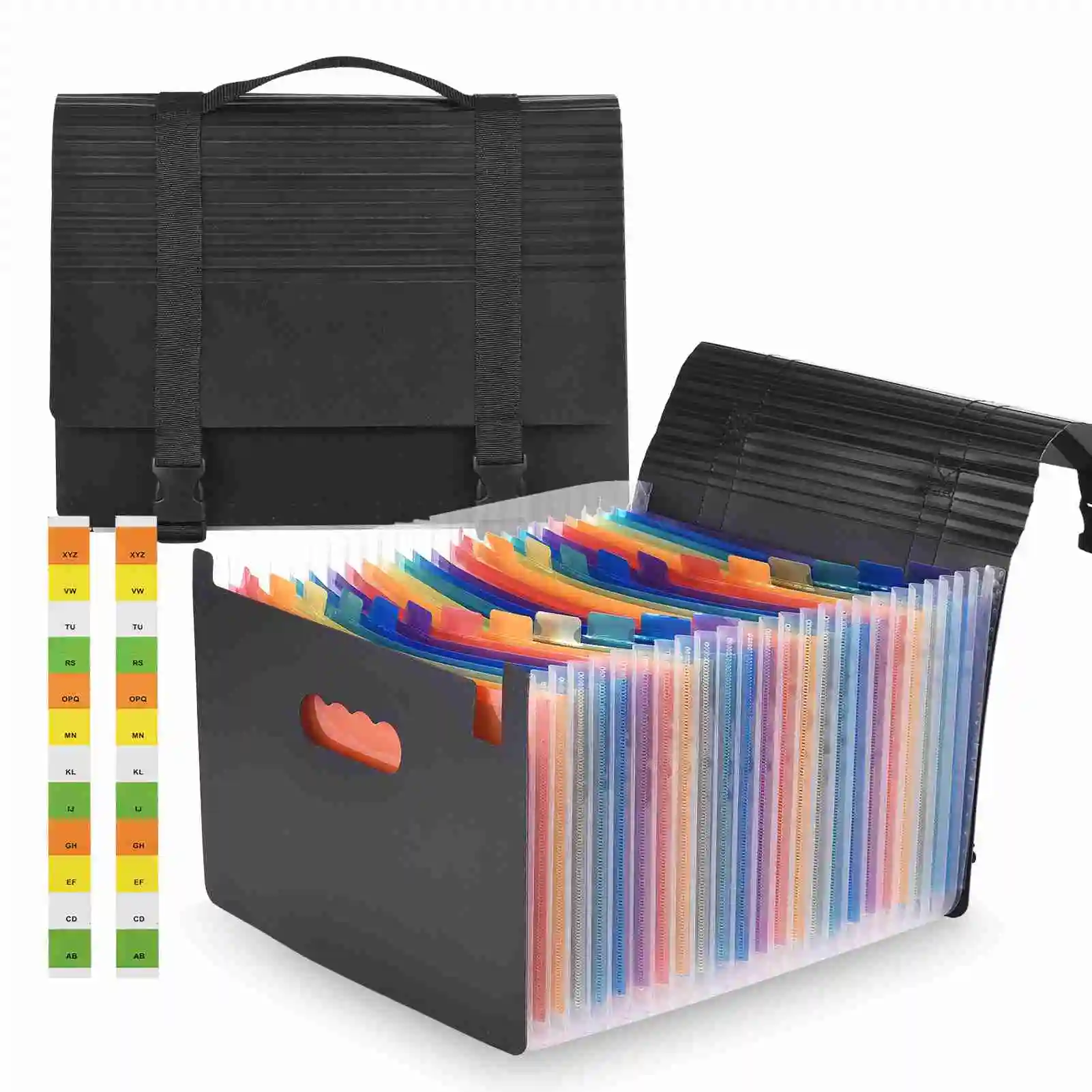 

Accordian File Folder Organizer with Handle 24 Pockets Expanding File Case A4 Letter Size Document Organizer Rainbow Color