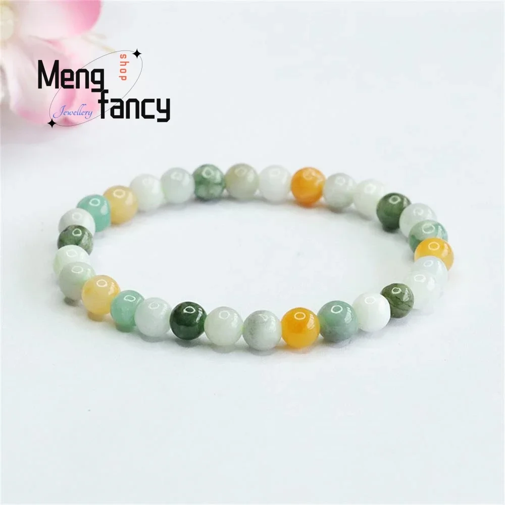 

Natural Myanmar A-goods Jadeite Colourful Treasure Jade Bracelet Exquisite Elegant Simple High-grade Luxury Quality Fine Jewelry