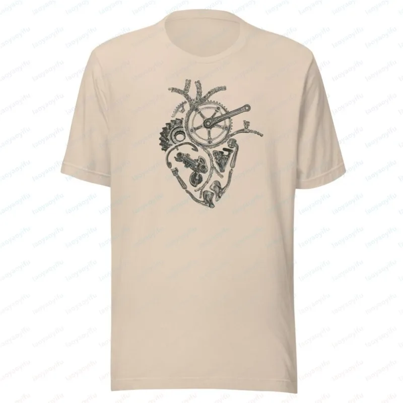 Cycling Short-Sleeve Unisex T-Shirt  Anatomical Cycling Heart T-Shirt Oversized T Shirt Y2k Top Graphic T Shirts Cotton Tops Tee