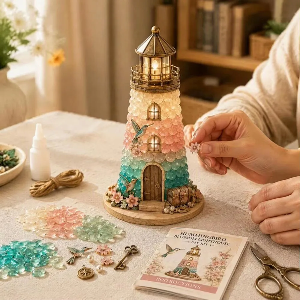 DIY Lighted Sea Glass-Style Lighthouse Kit Collection Diy Decorating Pieces Handmade Festive Holiday Decor DIY Accessories
