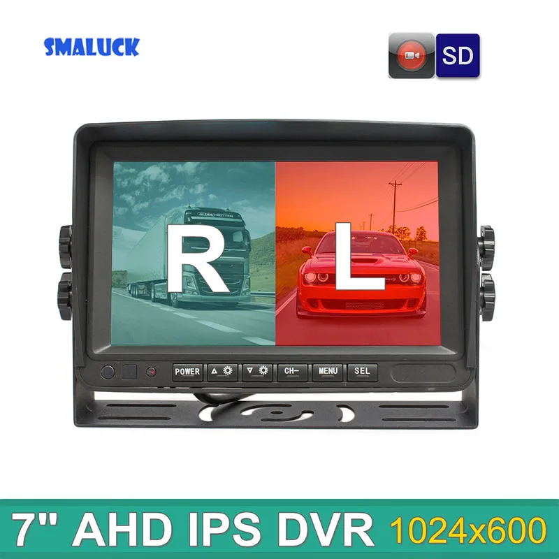 

SMALUCK 7-дюймовый AHD IPS 2CH автомобильный монитор заднего вида Max поддержка 1080P AHD-камера с видеозаписью