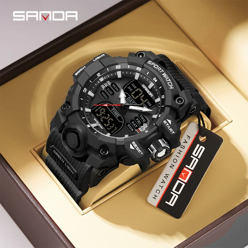 

SANDA Sport Watch Men Waterproof LED Digital Watches Stopwatch Big Dial Clock For Male 6126 relogio masculino Men Quartz Watches