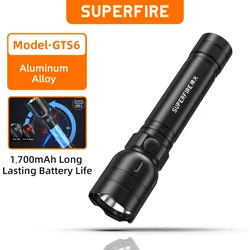 Torcia a LED SUPERFIRE GTS6 Torcia portatile potente e luminosa Lampada da campeggio per escursioni all'aperto Torcia per autodifesa Lanterna