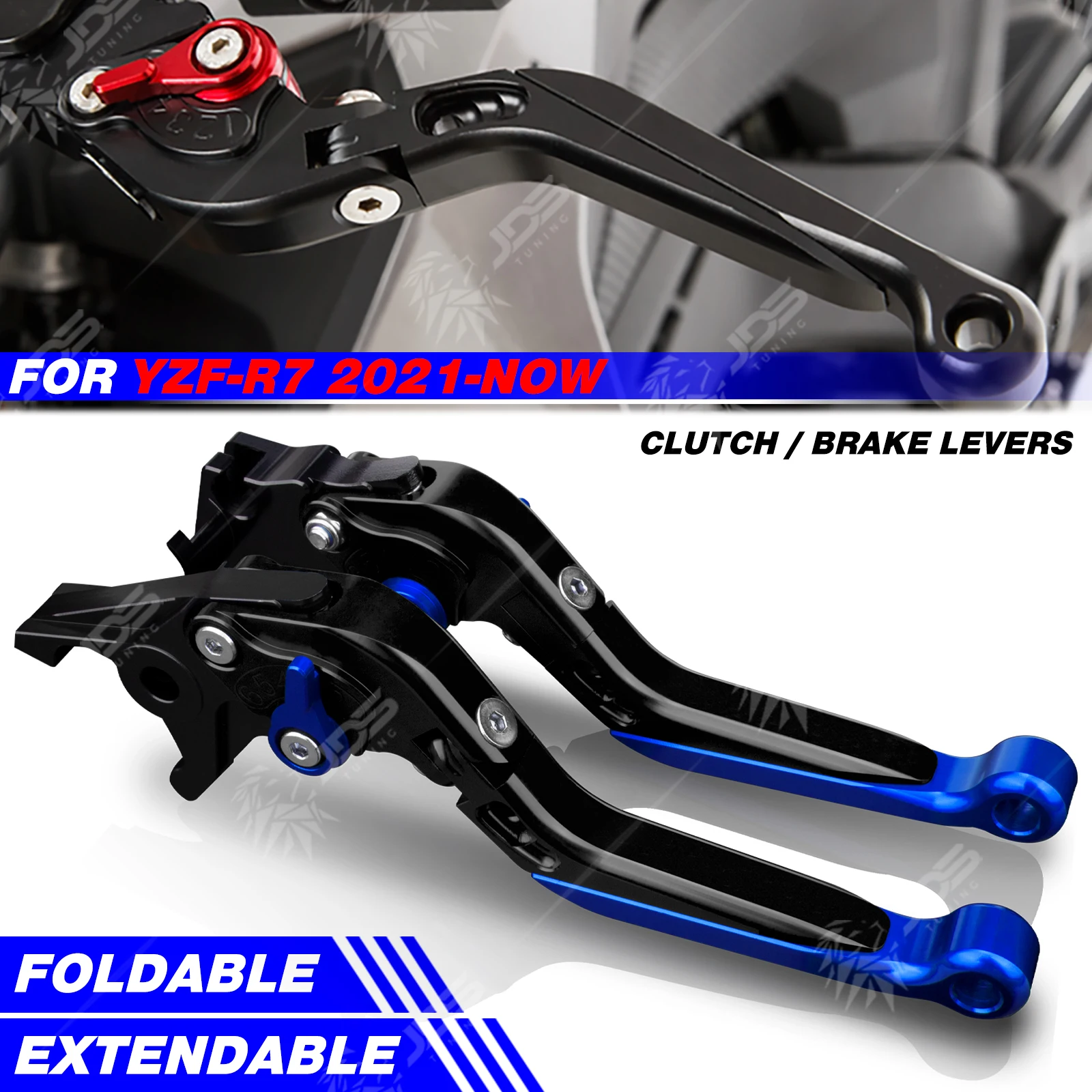 

JDSTUNING For Yamaha YZF-R7/YZFR7 2021-NOW Clutch Lever Brake Lever Set Foldable Adjustable Handle Levers Accessories Parts